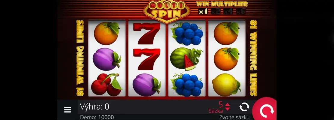 Úvodná obrazovka hry Multi Spin