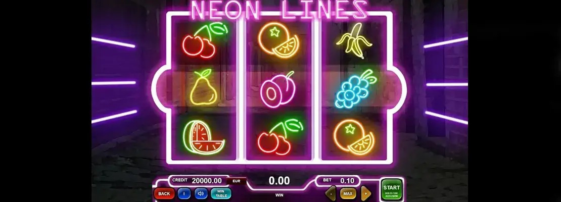 Úvodná obrazovka hry Neon Lines