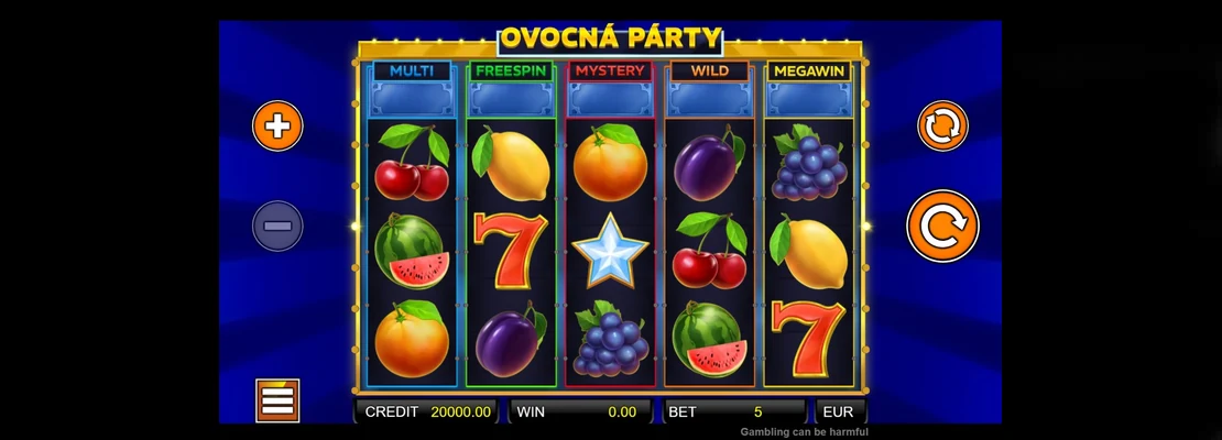 Úvodná obrazovka hry Ovocna Party