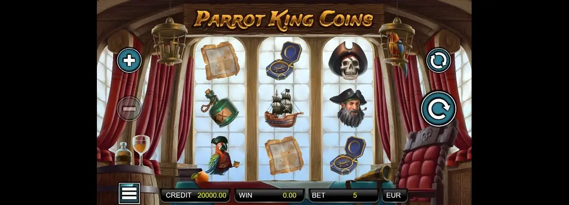 Úvodná obrazovka hry Parrot King Coins