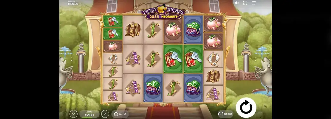 Úvodná obrazovka hry Piggy Riches Megaways