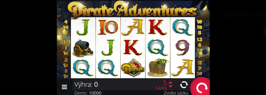 Úvodná obrazovka hry Pirates Adventures