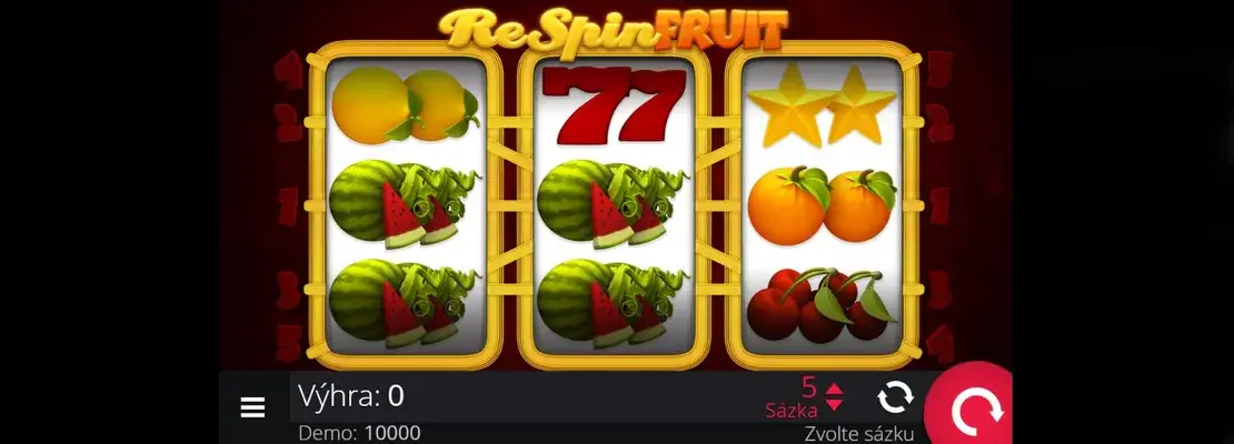 Úvodná obrazovka hry Respin Fruit