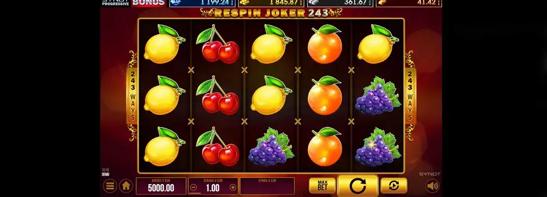Úvodná obrazovka hry Respin Joker 243