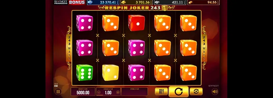 Úvodná obrazovka hry Respin Joker 243 Dice