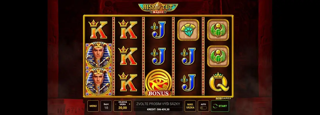 Úvodná obrazovka hry Rise Of Tut Magic