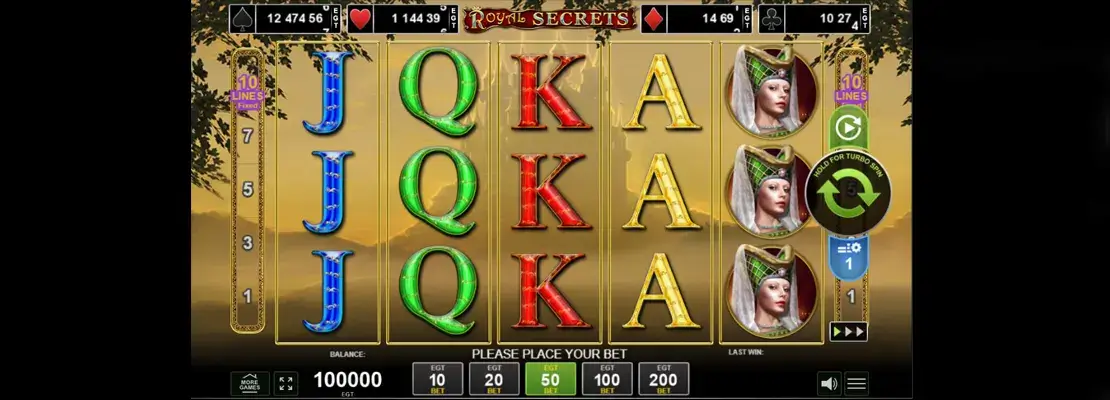 Úvodná obrazovka hry Royal Secrets