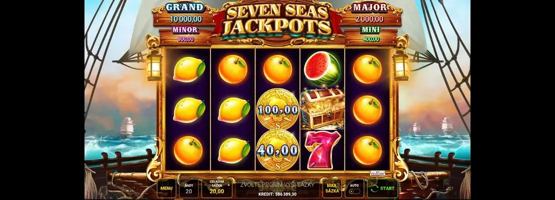 Úvodná obrazovka hry Seven Seas Jackpots