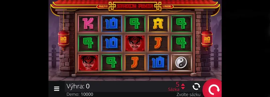 Úvodná obrazovka hry Shaolin Punch