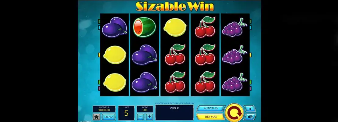 Úvodná obrazovka hry Sizable Win