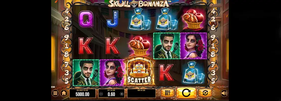 Úvodná obrazovka hry Skull Bonanza