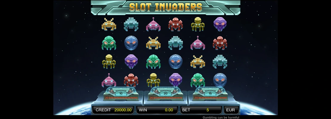 Úvodná obrazovka hry Slot Invaders