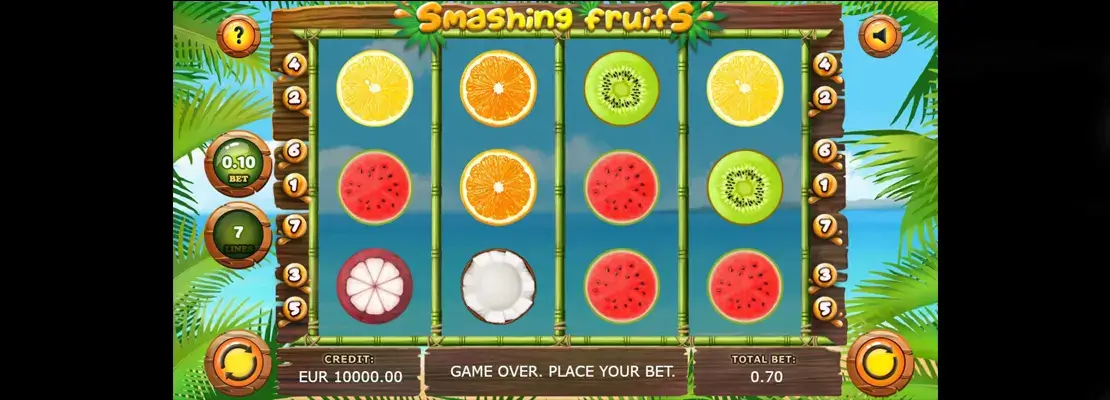 Úvodná obrazovka hry Smashing Fruits
