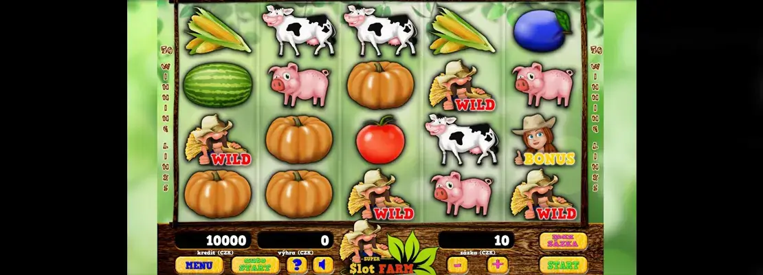 Úvodná obrazovka hry Super Slot Farm