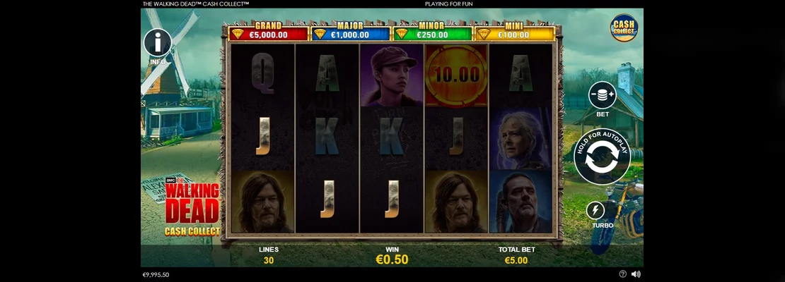 Úvodná obrazovka hry The Walking Dead Cash Collect