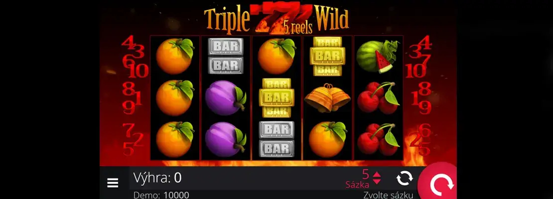 Úvodná obrazovka hry Triple Wild Seven 5 Reels