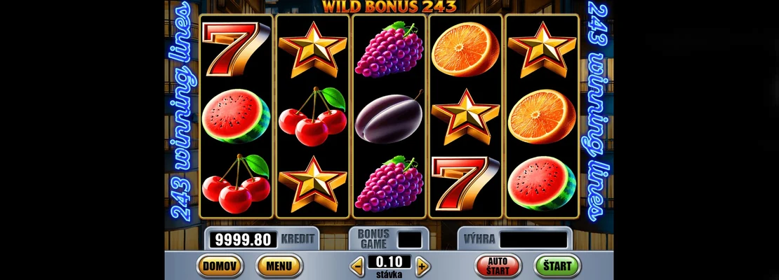Úvodná obrazovka hry Wild Bonus 243