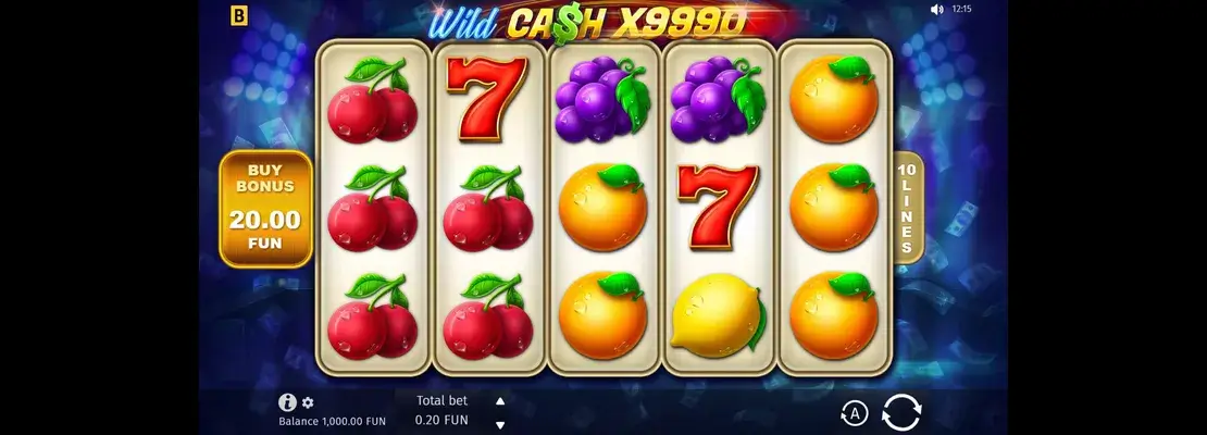 Úvodná obrazovka hry Wild Cash X9990