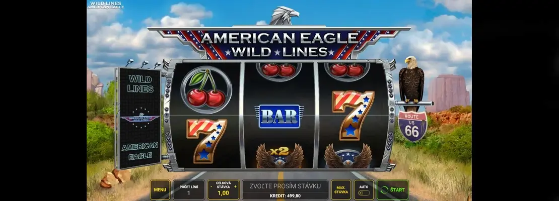 Úvodná obrazovka hry Wild Lines American Eagle