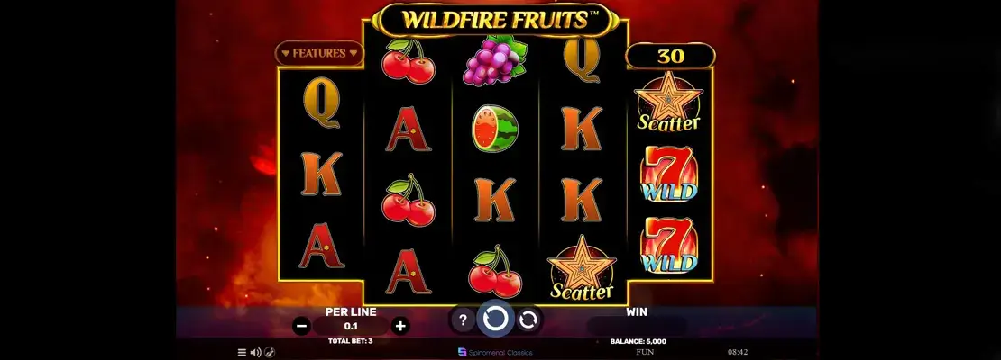 Úvodná obrazovka hry Wildfire Fruits