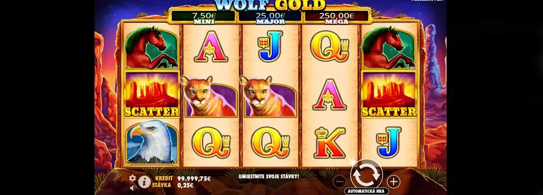Úvodná obrazovka hry Wolf Gold