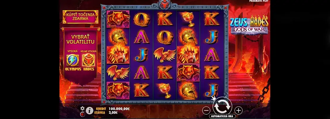 Úvodná obrazovka hry Zeus Vs Hades Gods of War